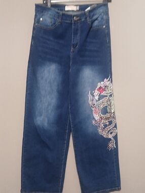 Women's Size 14 Celebrity Ace  Dark Blue Wide Leg Jeans